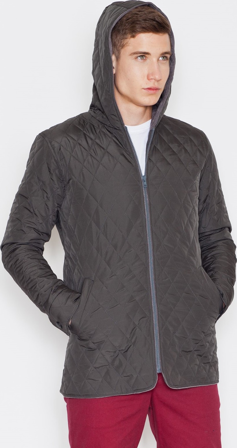 Olivová prešívaná bunda s kapucňou V009 Olive Veľkosť: M