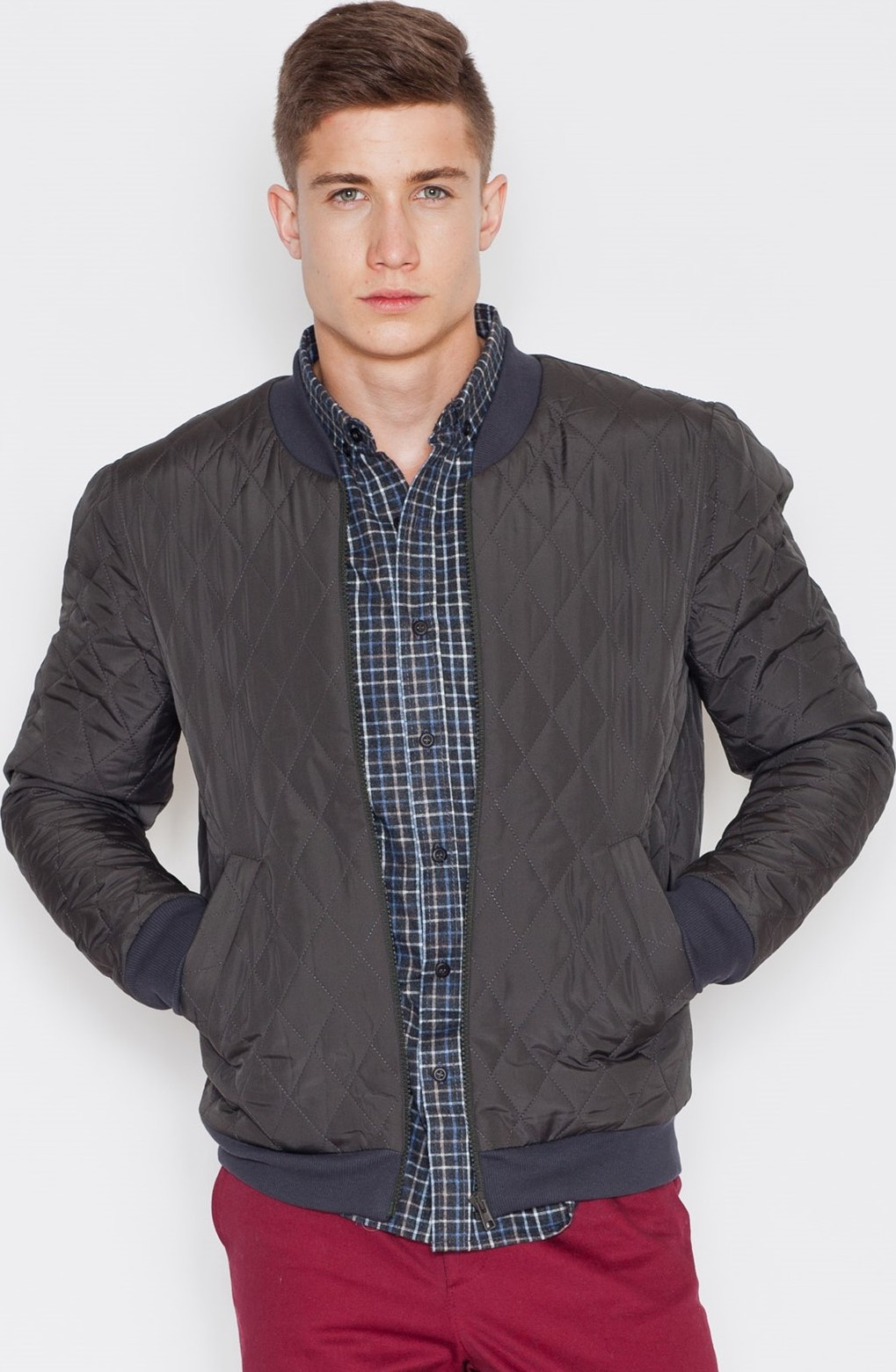 Olivová prešívaná bunda V012 Olive Veľkosť: S