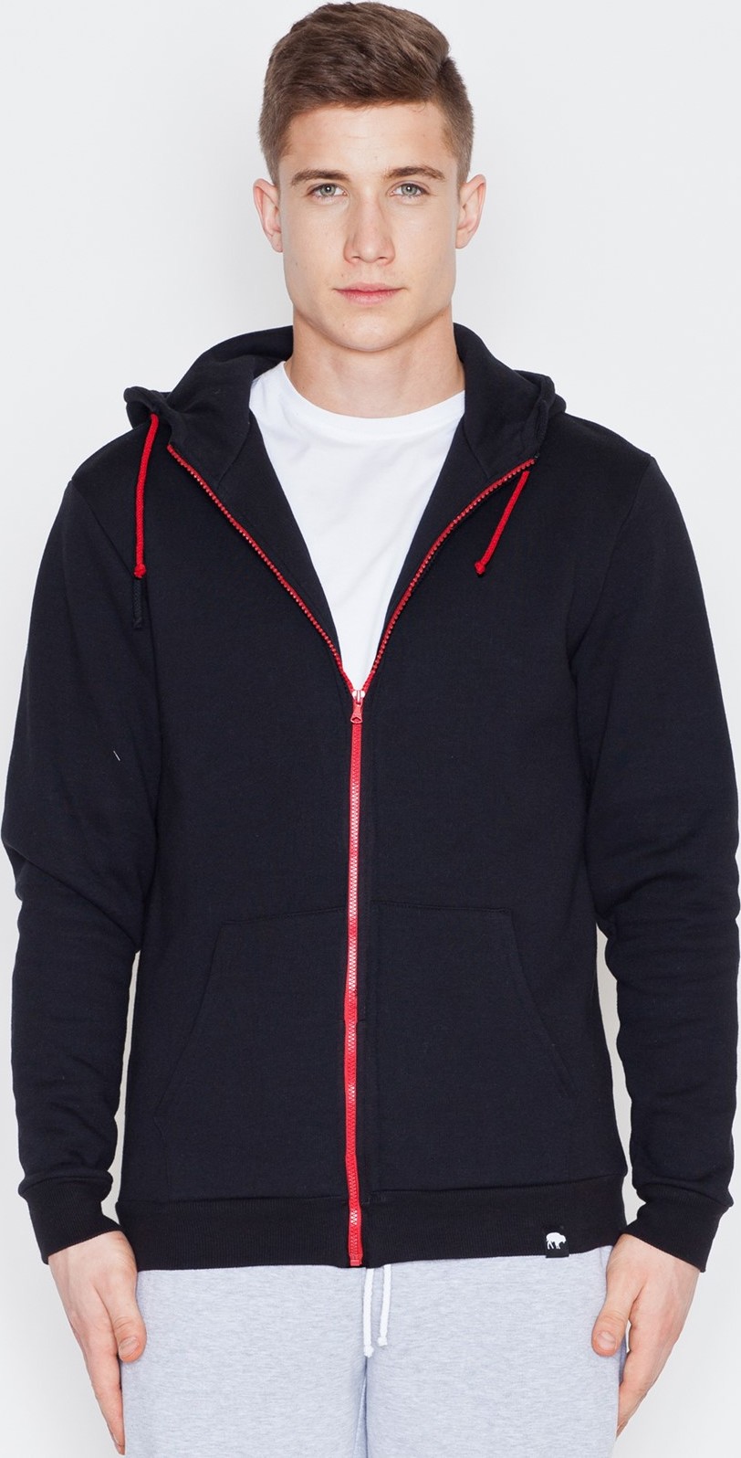 Čierna mikina s červeným zipsom V016 Black Veľkosť: S