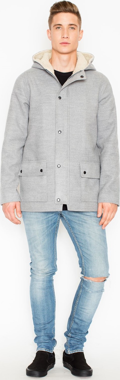 Pánsky jesenný kabát V030 Grey Veľkosť: 2XL