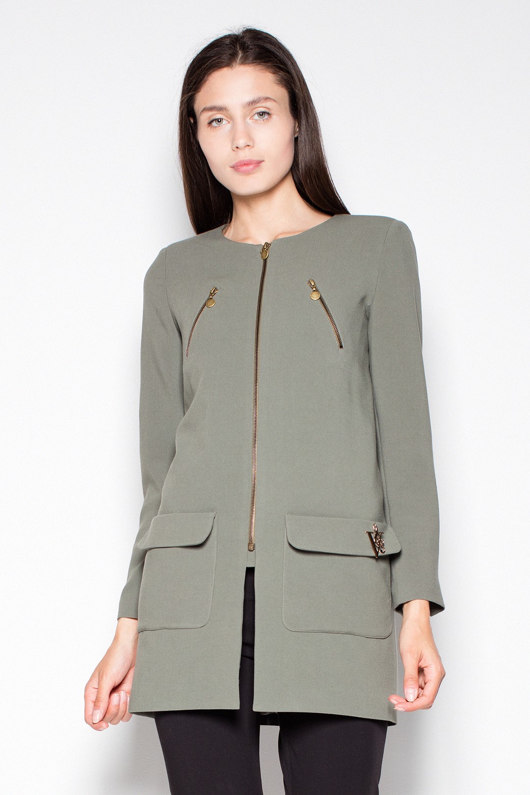 Blejzer s krátkym zipsom VT038 Olive green Veľkosť: S