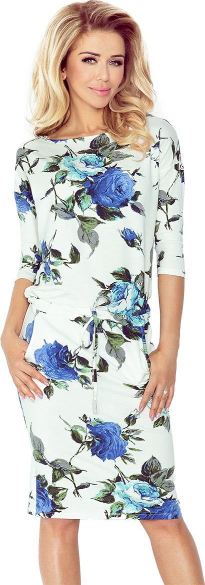 Športové biele šaty s kvetmi FEDERICA 13-65 Veľkosť: XS