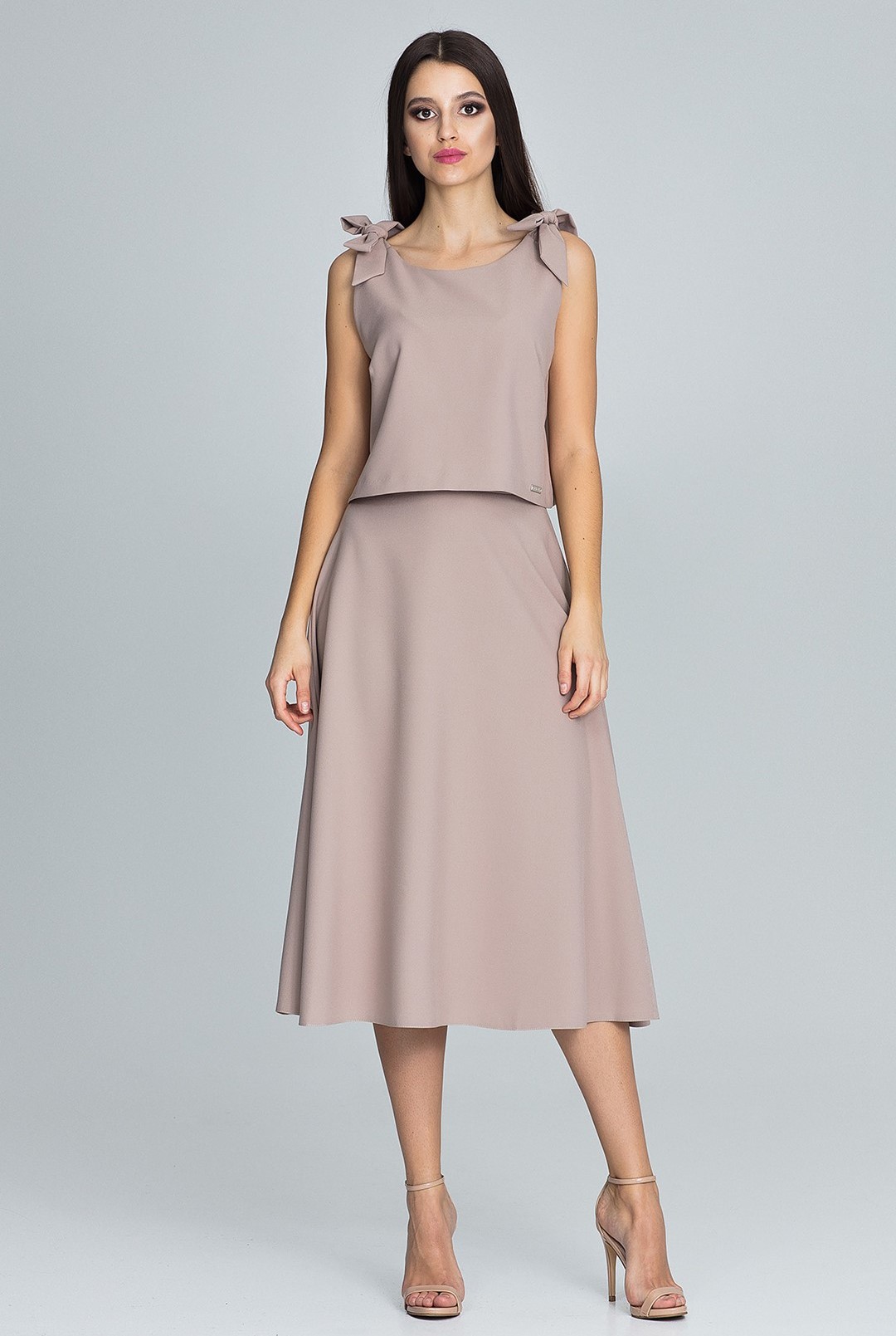 Béžový Set elegantnej sukne a top M578 Beige Veľkosť: L