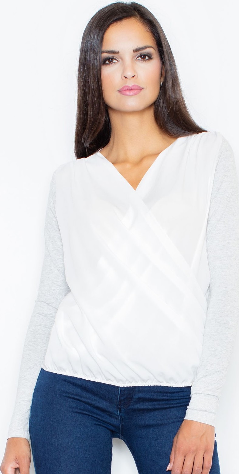 Dámska blúzka so svetlo šedými rukávmi M375 Light grey Veľkosť: XL