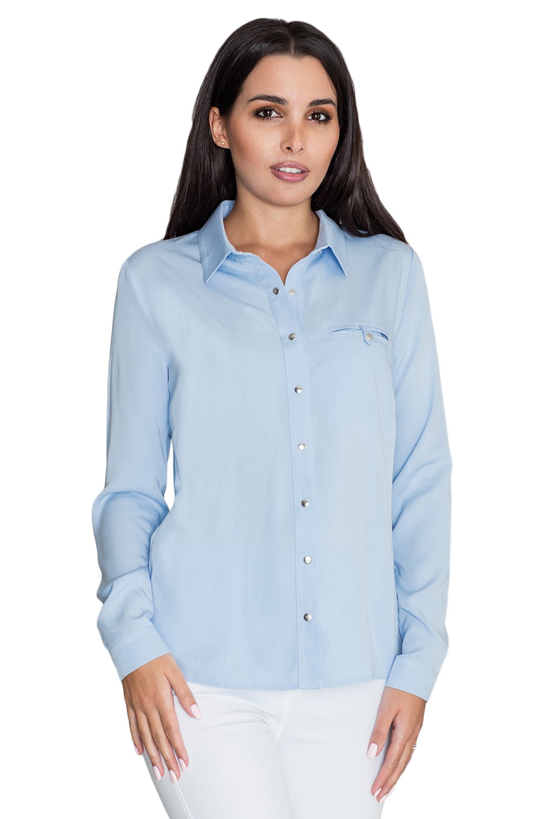 Svetlo modrá košeľa s dlhým rukávom M581 Light blue Veľkosť: M