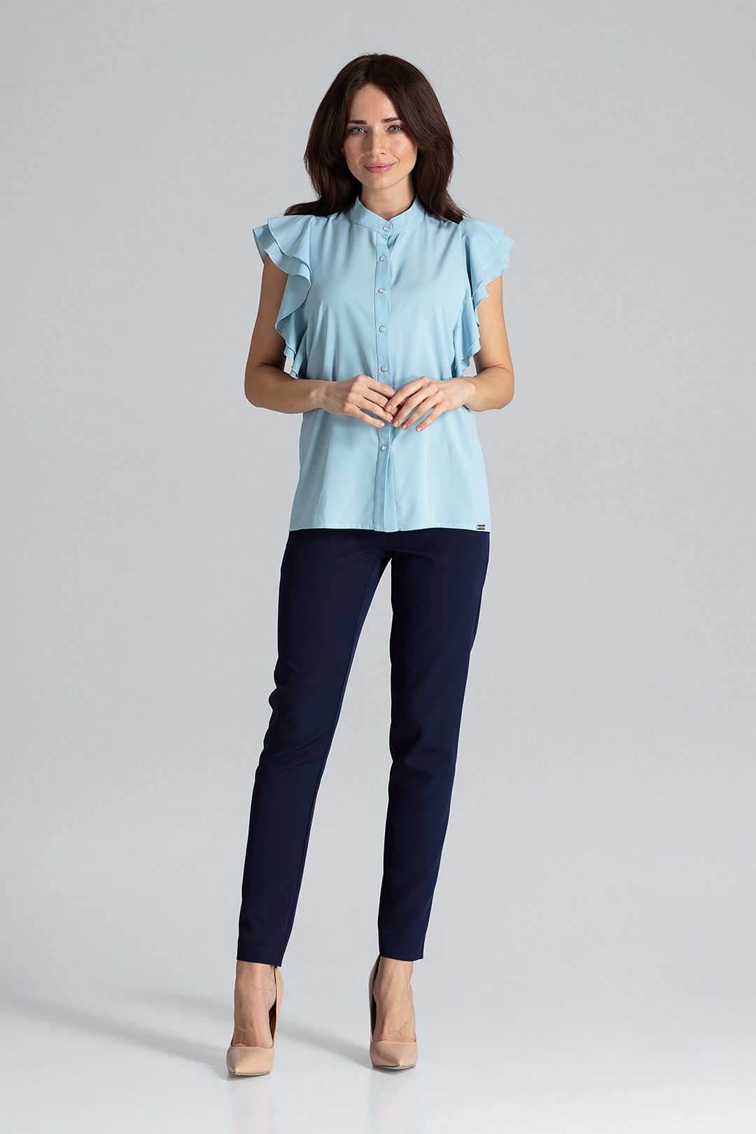 Modrá blúzka s krátkym rukávom K482 Light Blue Veľkosť: XL