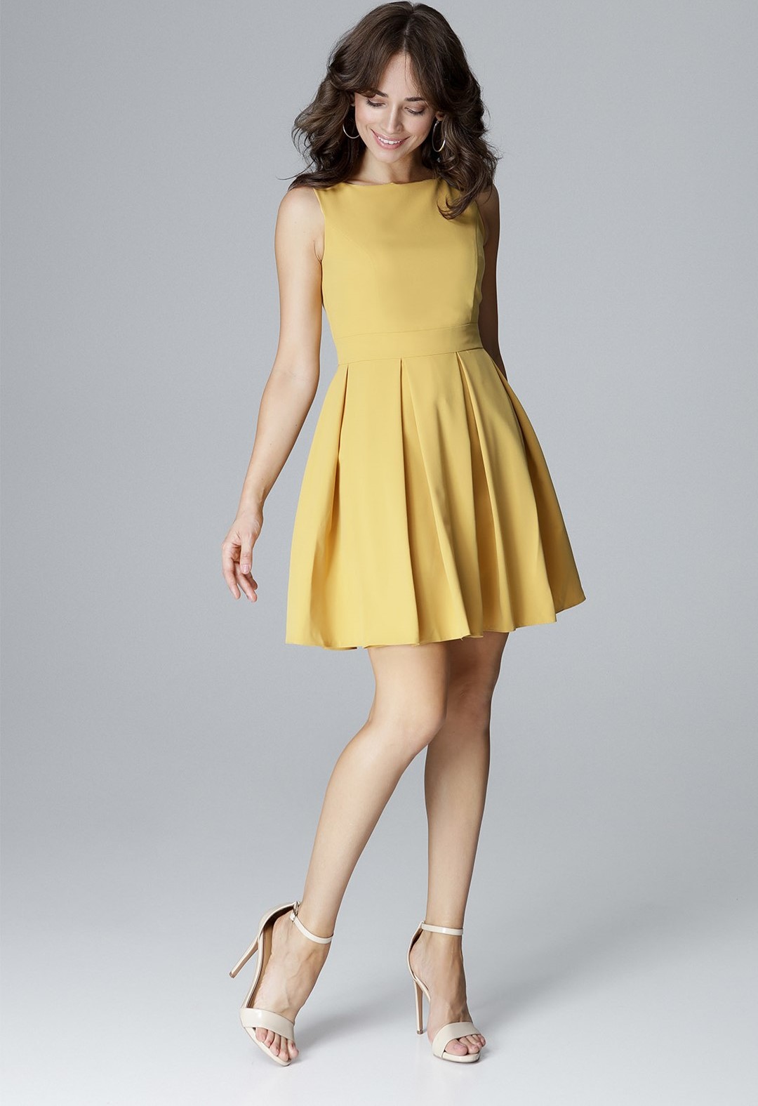 Žlté šaty bez rukávov L006 Veľkosť: L