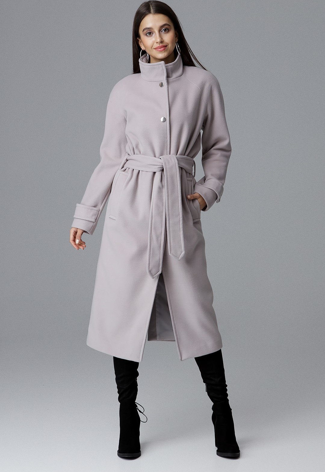 FIGL Dlhý béžový kabát M624 Beige Veľkosť: XL