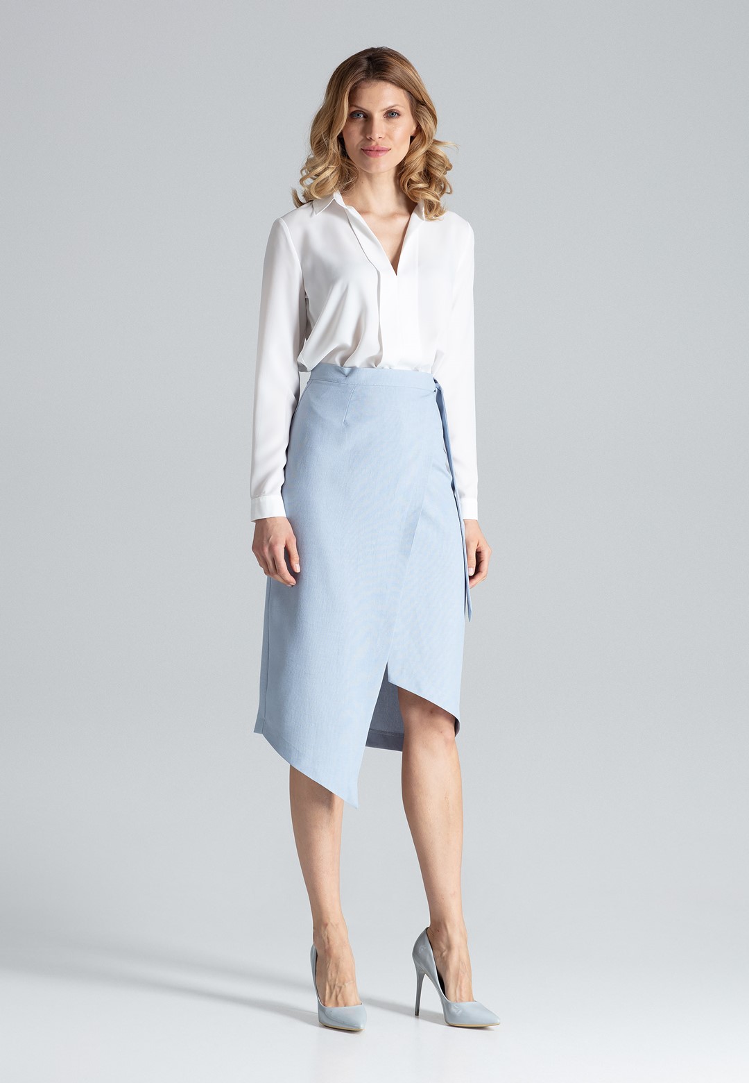 Modrá skladaná sukňa M629 Light Blue Veľkosť: S