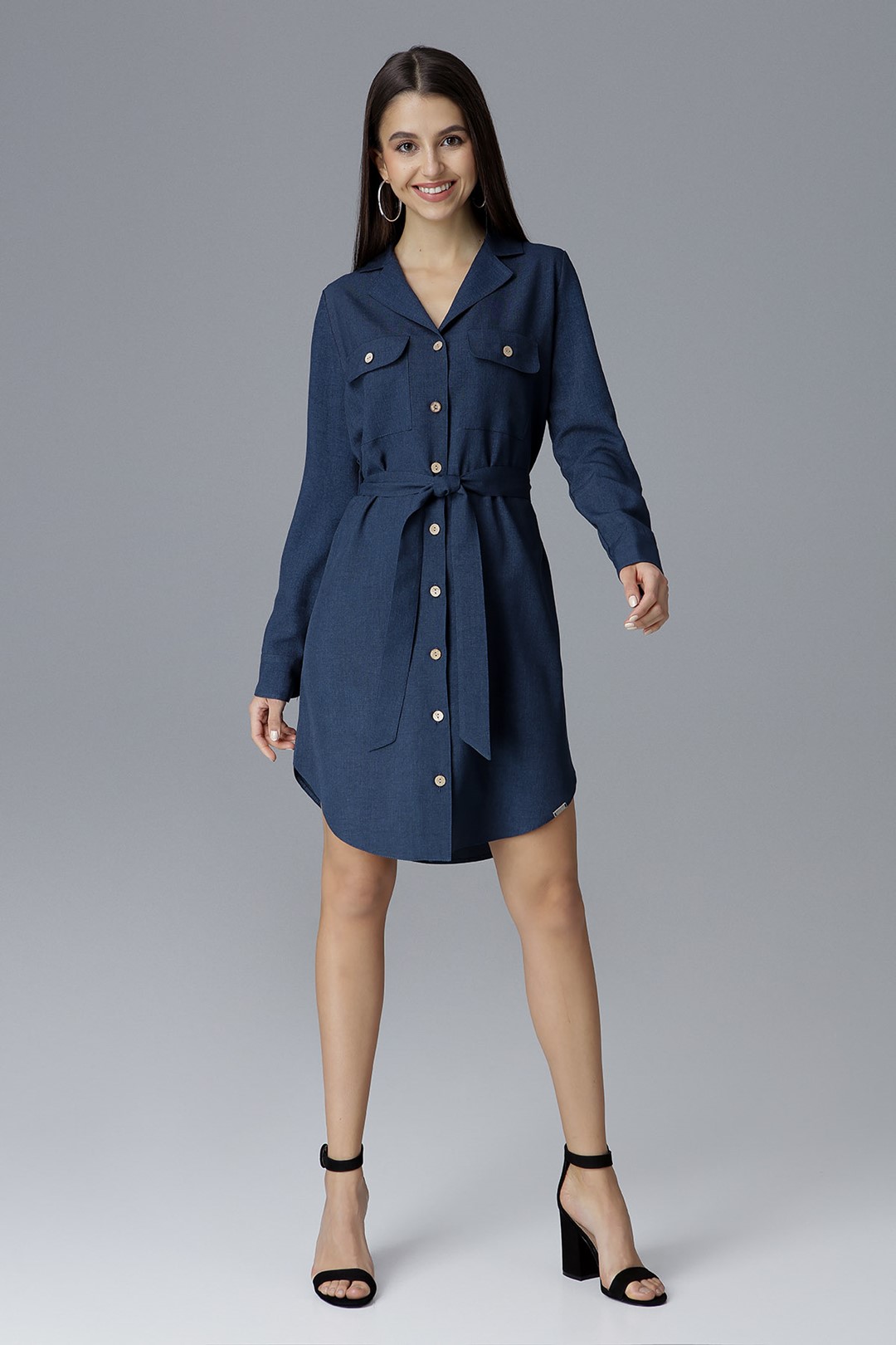 Modré šaty v štýle košele M630 Navy Veľkosť: XL