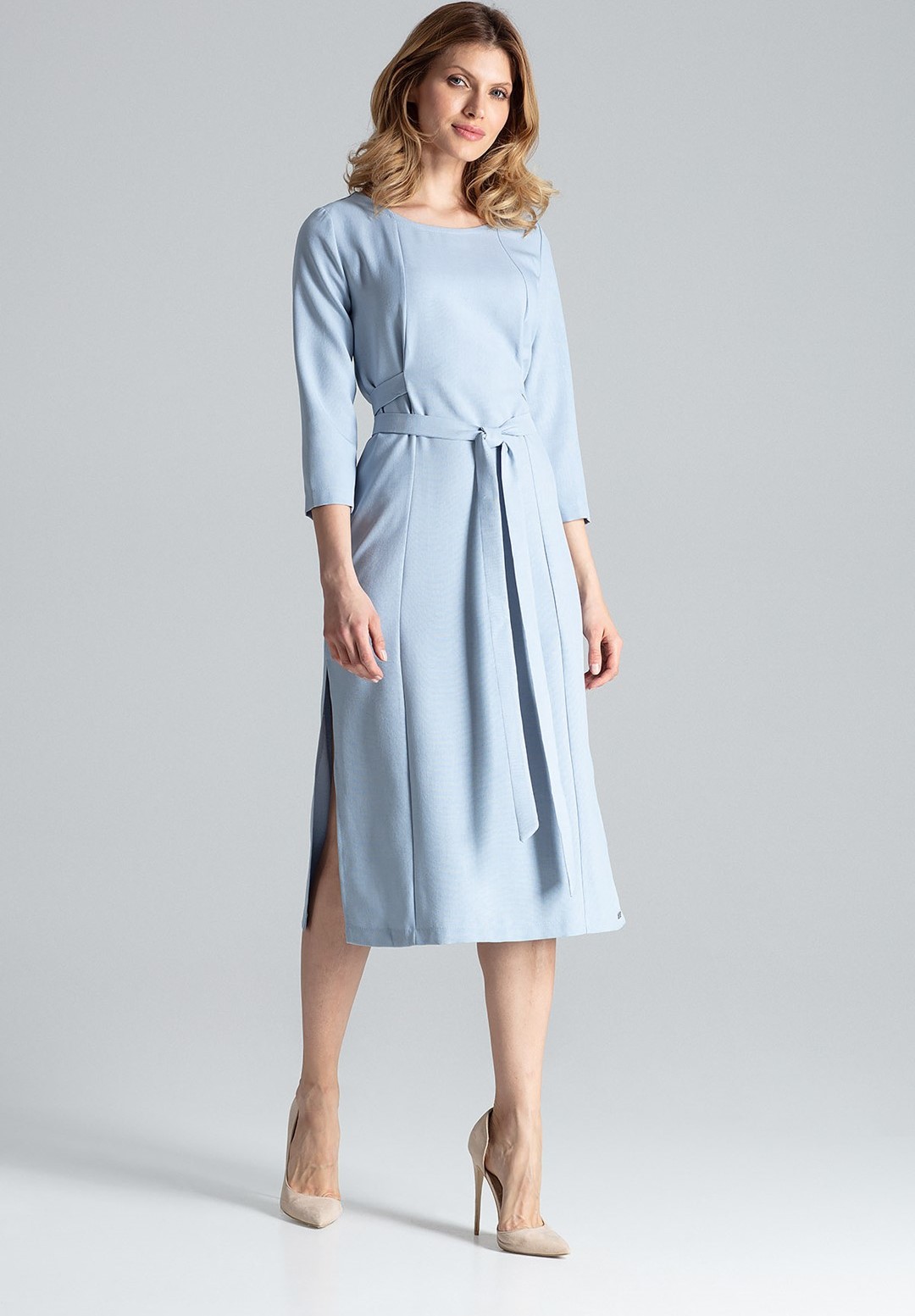 Modré šaty s mašľou M631 Light Blue Veľkosť: S