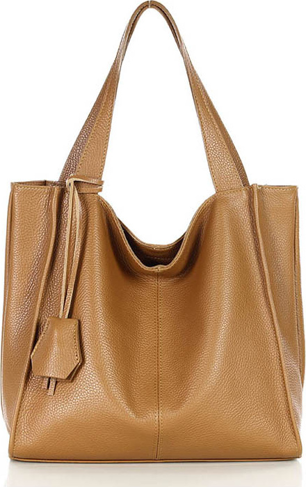 MARCO MAZZINI Camel dámska kožená shopper kabelka s139m Veľkosť: ONE SIZE