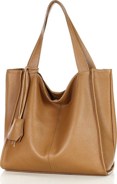MARCO MAZZINI Camel dámska kožená shopper kabelka s139m Veľkosť: ONE SIZE