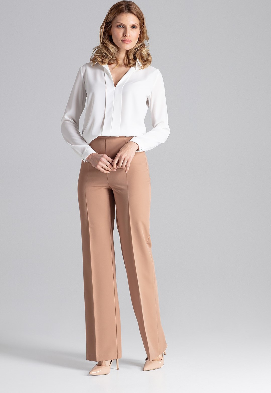 Hnedé elegantné nohavice M657 Veľkosť: S