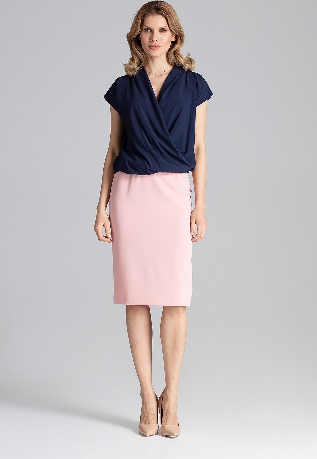 Tmavo modrá prekladaná blúza M652 Veľkosť: L