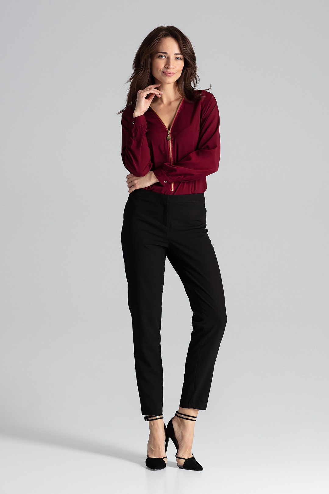 Bordová blúza so zipsom L023 Veľkosť: L