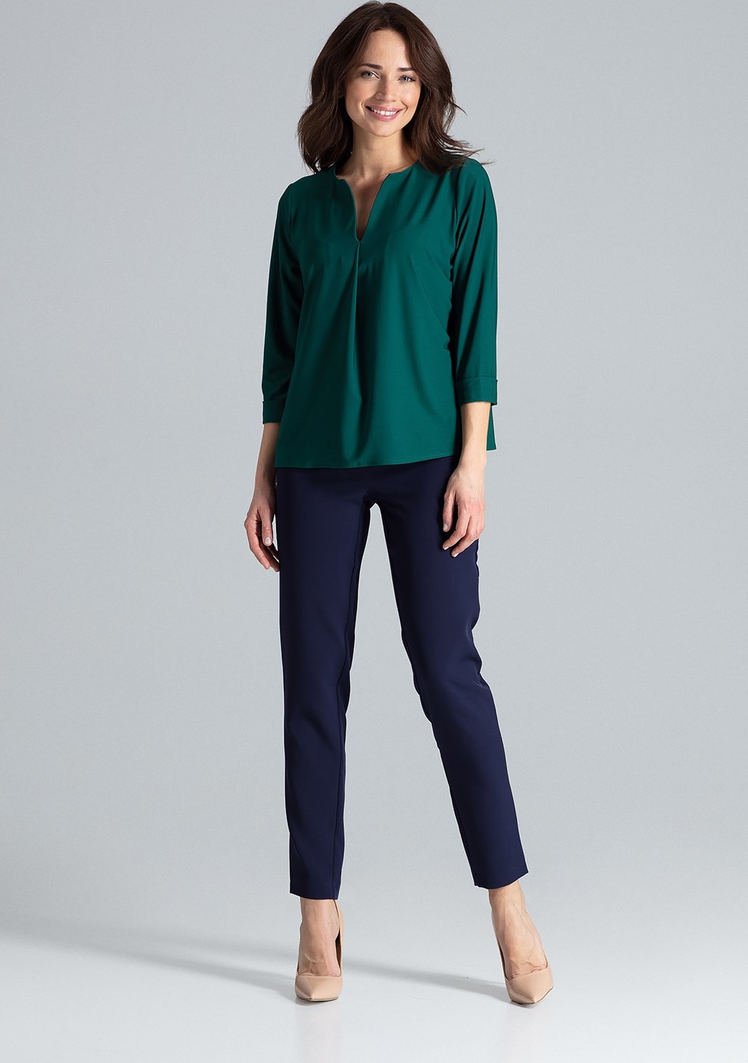 Blúzka voľného strihu L035 Green Veľkosť: XL