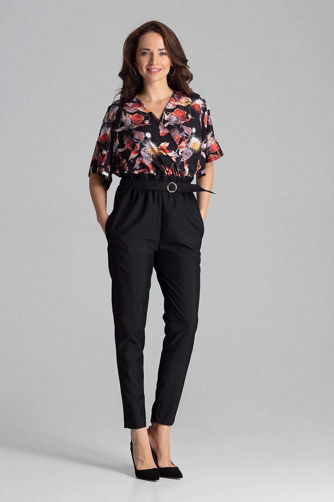 Elegantné nohavice L056 Black Veľkosť: XL