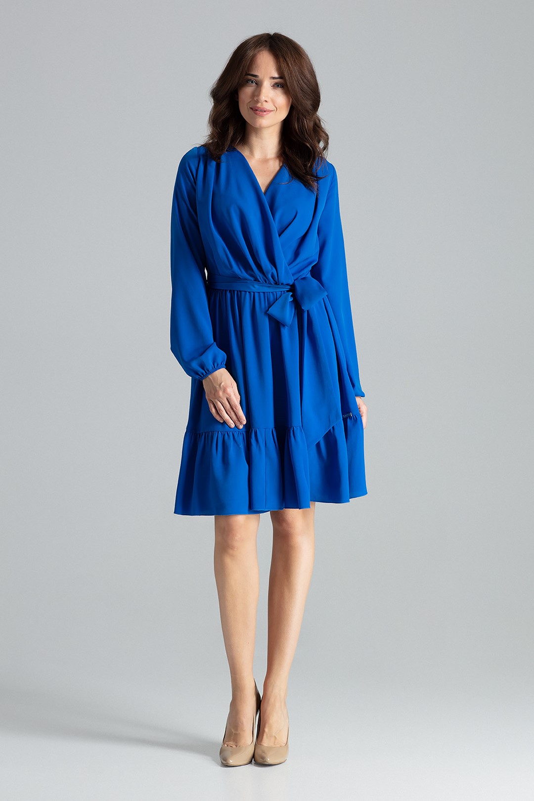 Elegantné volánikové šaty L053 Sapphire Veľkosť: XL