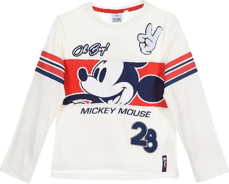 Mickey Mouse chlapčenské biele tričko dlhý rukáv Veľkosť: 98