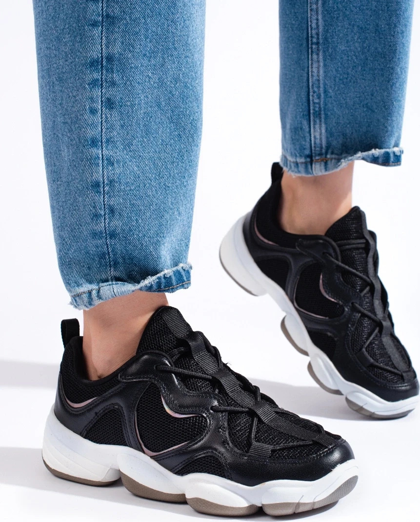 ŠTÝLOVÉ ČIERNE SNEAKERSY K2018102NE Veľkosť: 36