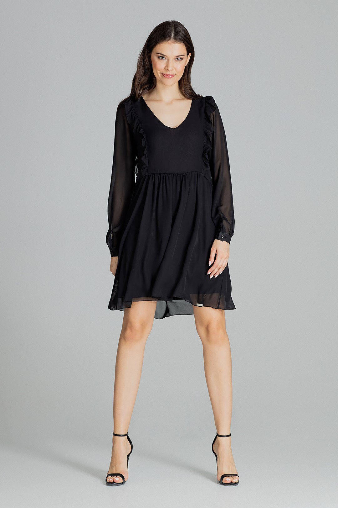 Šifónové šaty L083 Black Veľkosť: S