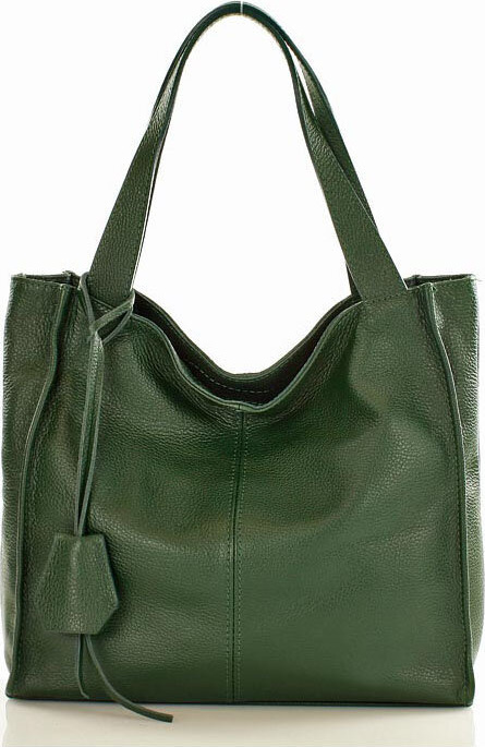 MARCO MAZZINI Tmavozelená dámska kožená shopper kabelka s139c Veľkosť: ONE SIZE