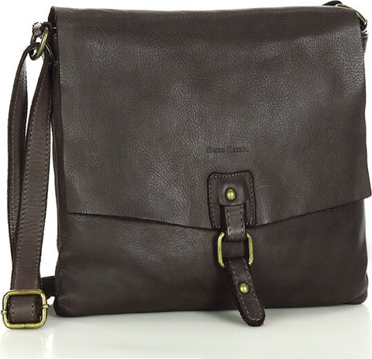 MARCO MAZZINI Kožená crossbody kabelka - tmavohnedá v46c Veľkosť: ONE SIZE
