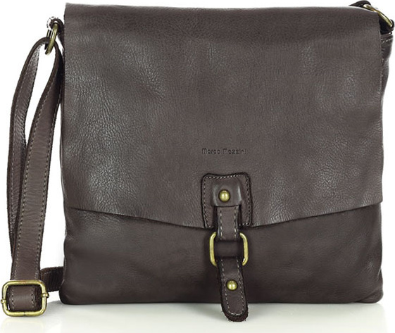 MARCO MAZZINI Kožená crossbody kabelka - tmavohnedá v46c Veľkosť: ONE SIZE