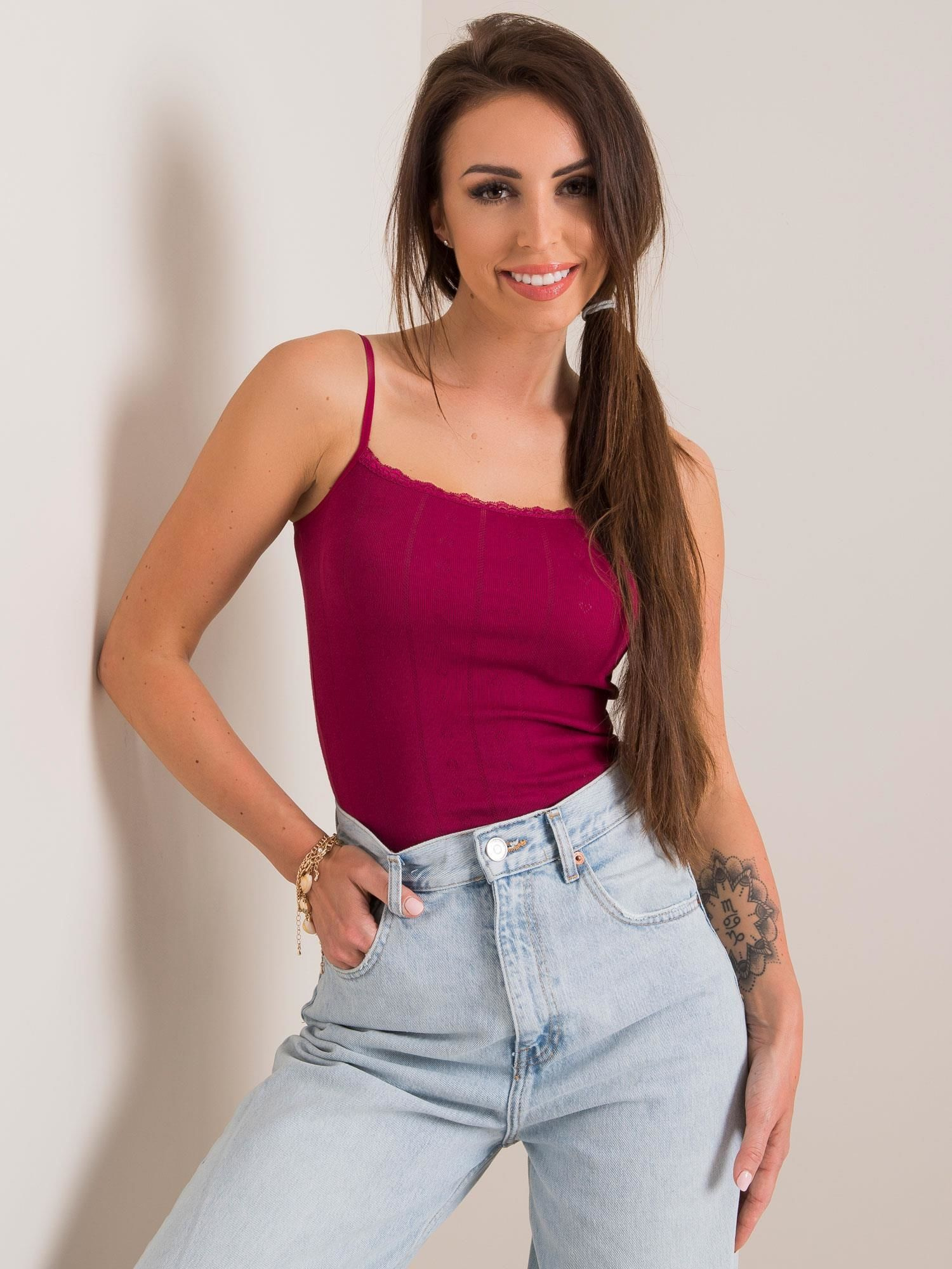 Dámsky červený top BR-TP-8050.22-burgundy Veľkosť: S