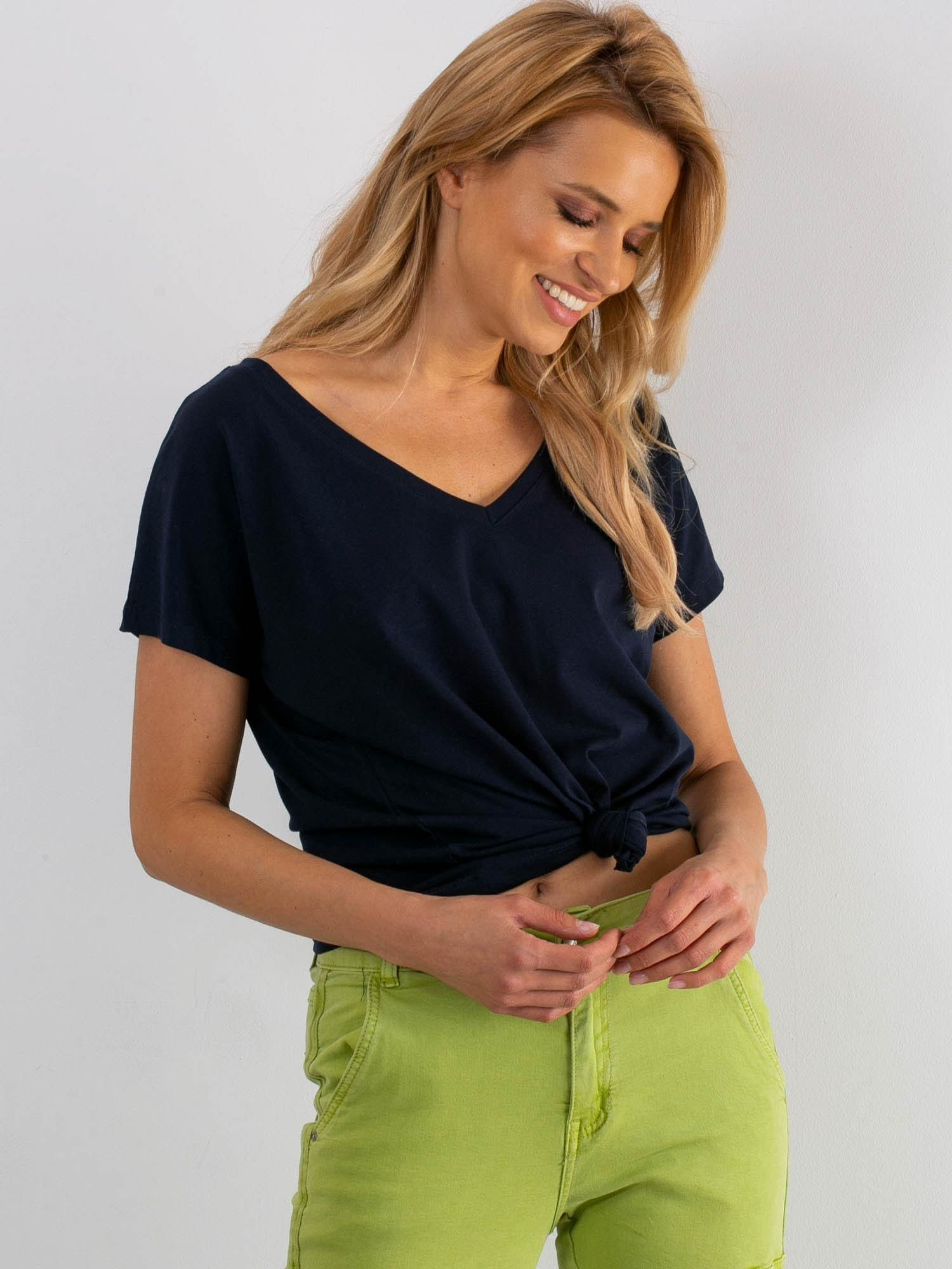 Dámske tmavomodré tričko RV-TS-4832.42P-dark blue Veľkosť: XS