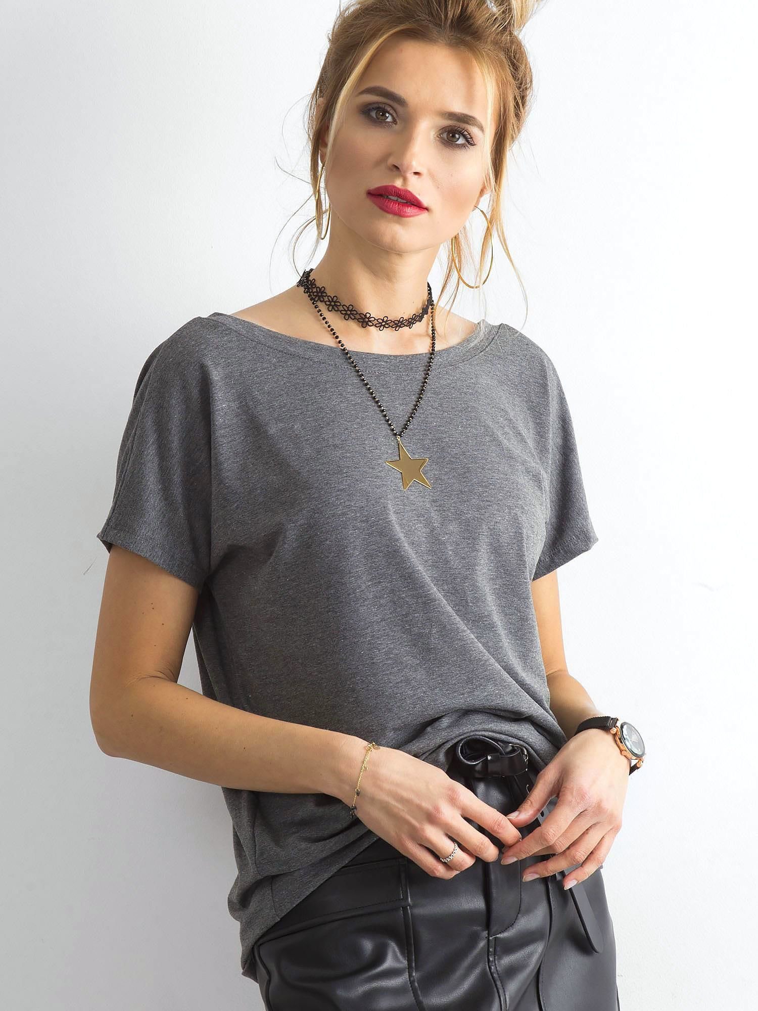 Dámske tmavosivé tričko RV-TS-4662.37P-dark gray Veľkosť: L