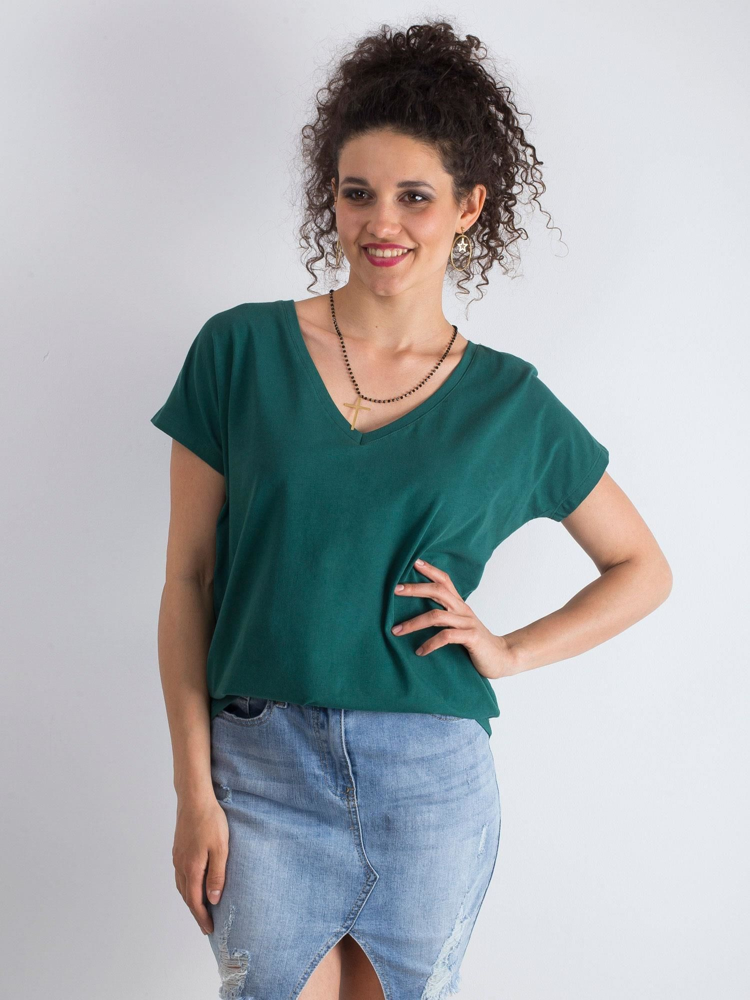 Dámske tmavo zelené tričko RV-TS-4832.35P-dark green Veľkosť: XL