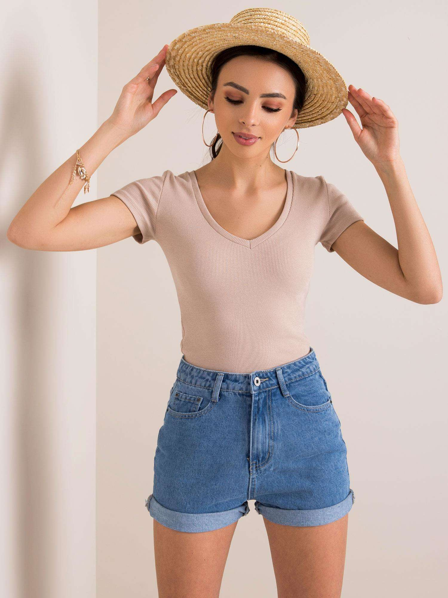 Dámske béžové tričko RV-TS-5568.10X-beige Veľkosť: S