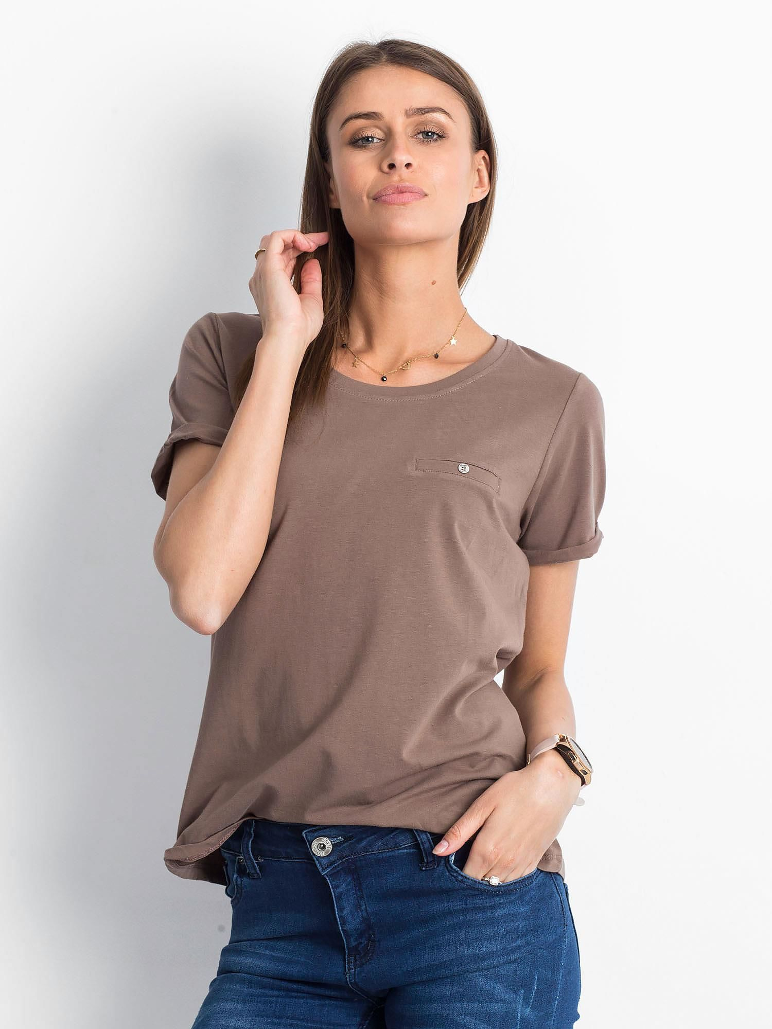 Dámske hnedé tričko RV-TS-4838.73P-coffee Veľkosť: S