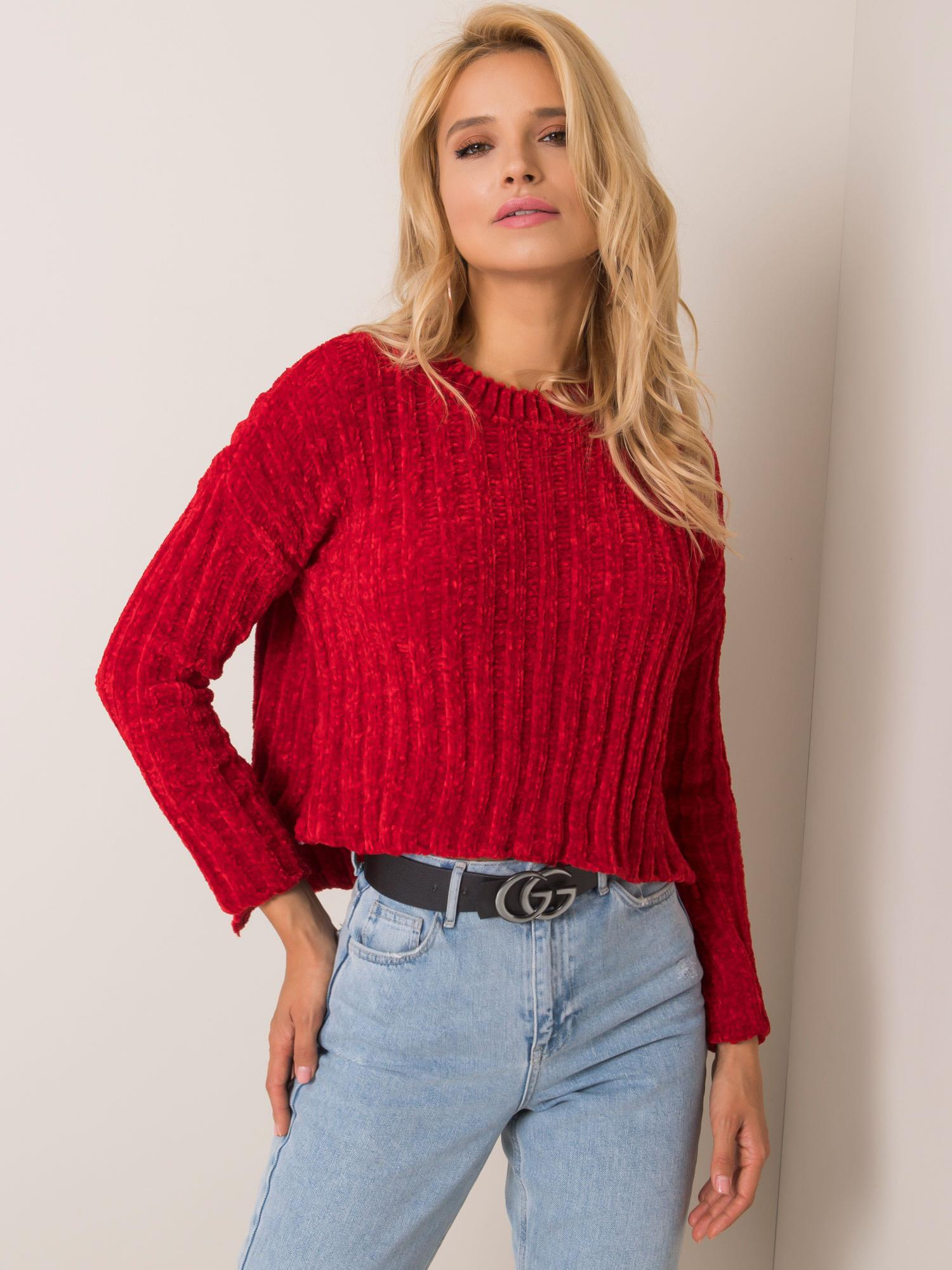Dámsky červený sveter 19-SW-4557.60-dark red Veľkosť: S/M