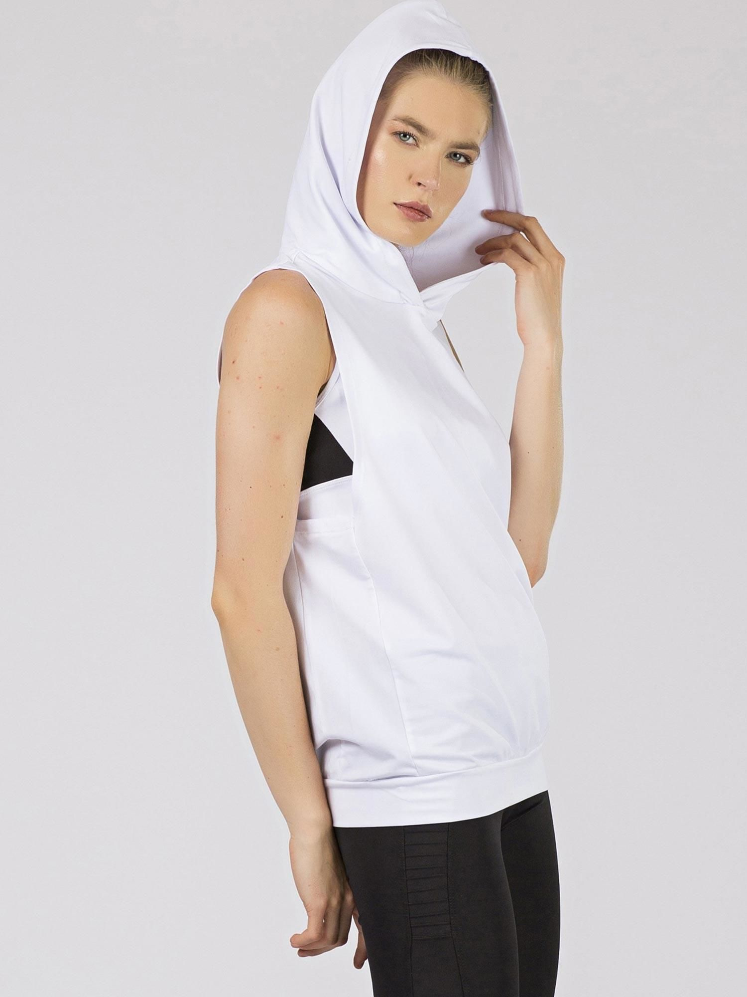 TOMMY LIFE Dámske biele tričko s kapucňou 298-BZ-TL-97106.32-white Veľkosť: M