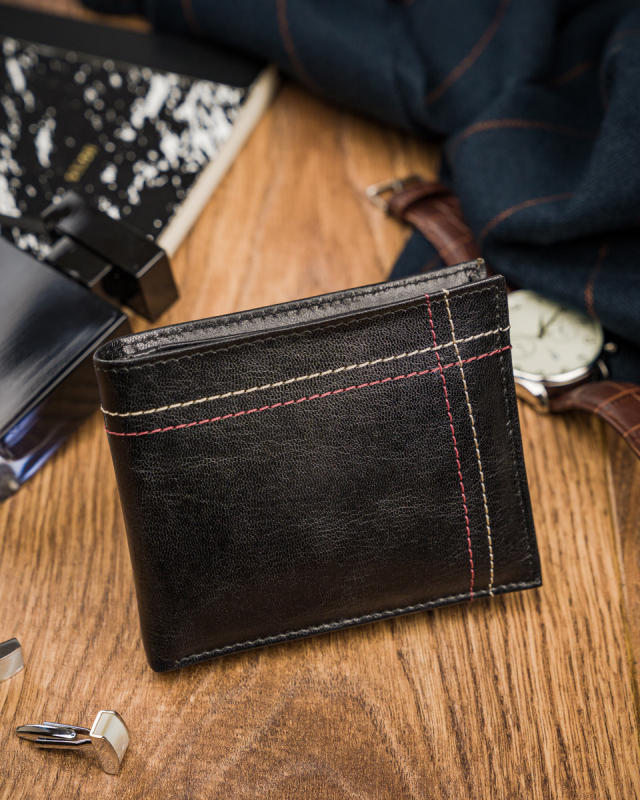 Always Wild čierna pánska kožená peňaženka A026 N015-VTK-D BLACK Veľkosť: ONE SIZE