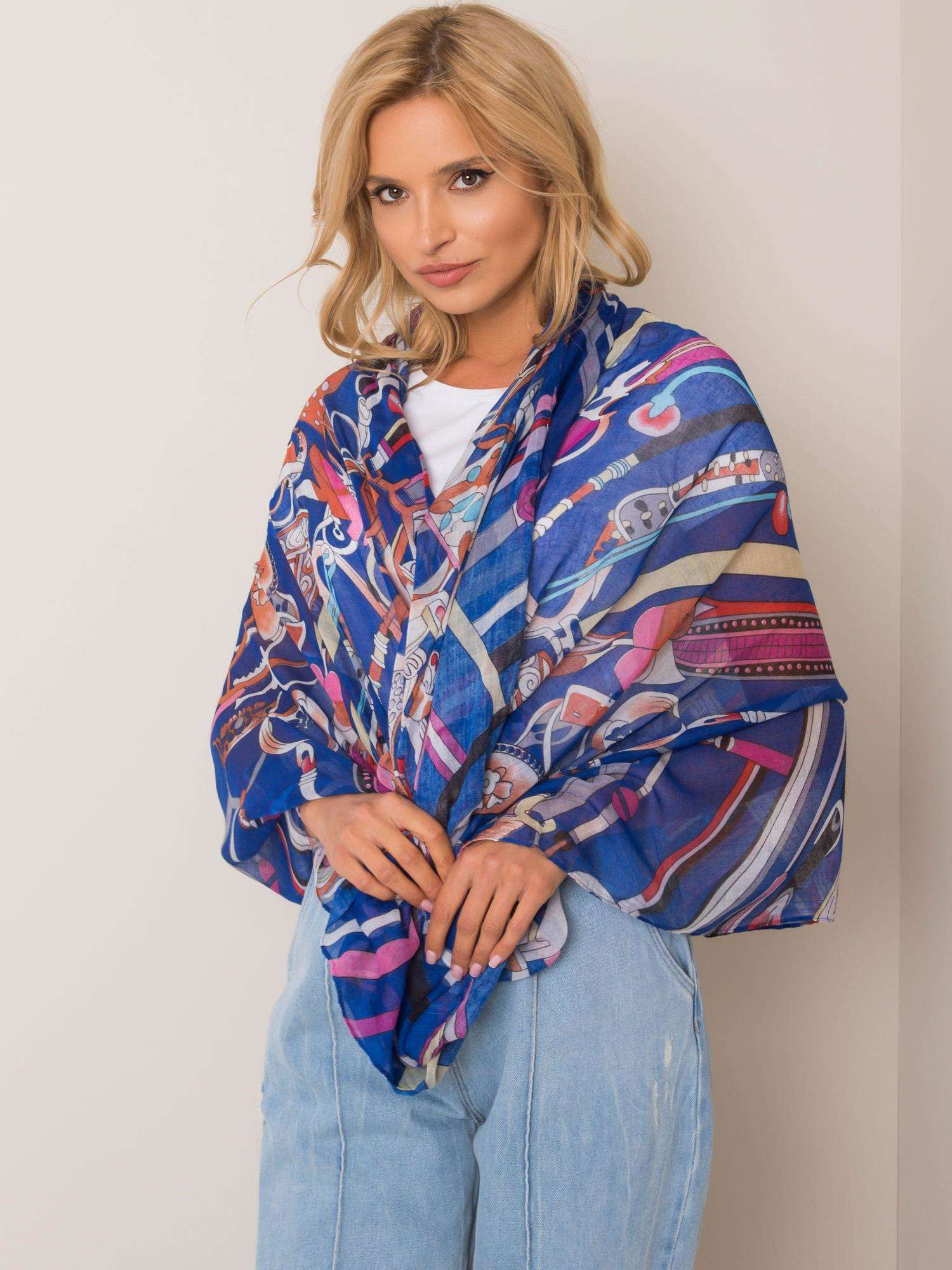 Dámska tmavomodrá farebná šatka AT-CH-RS120980-blue Veľkosť: ONE SIZE