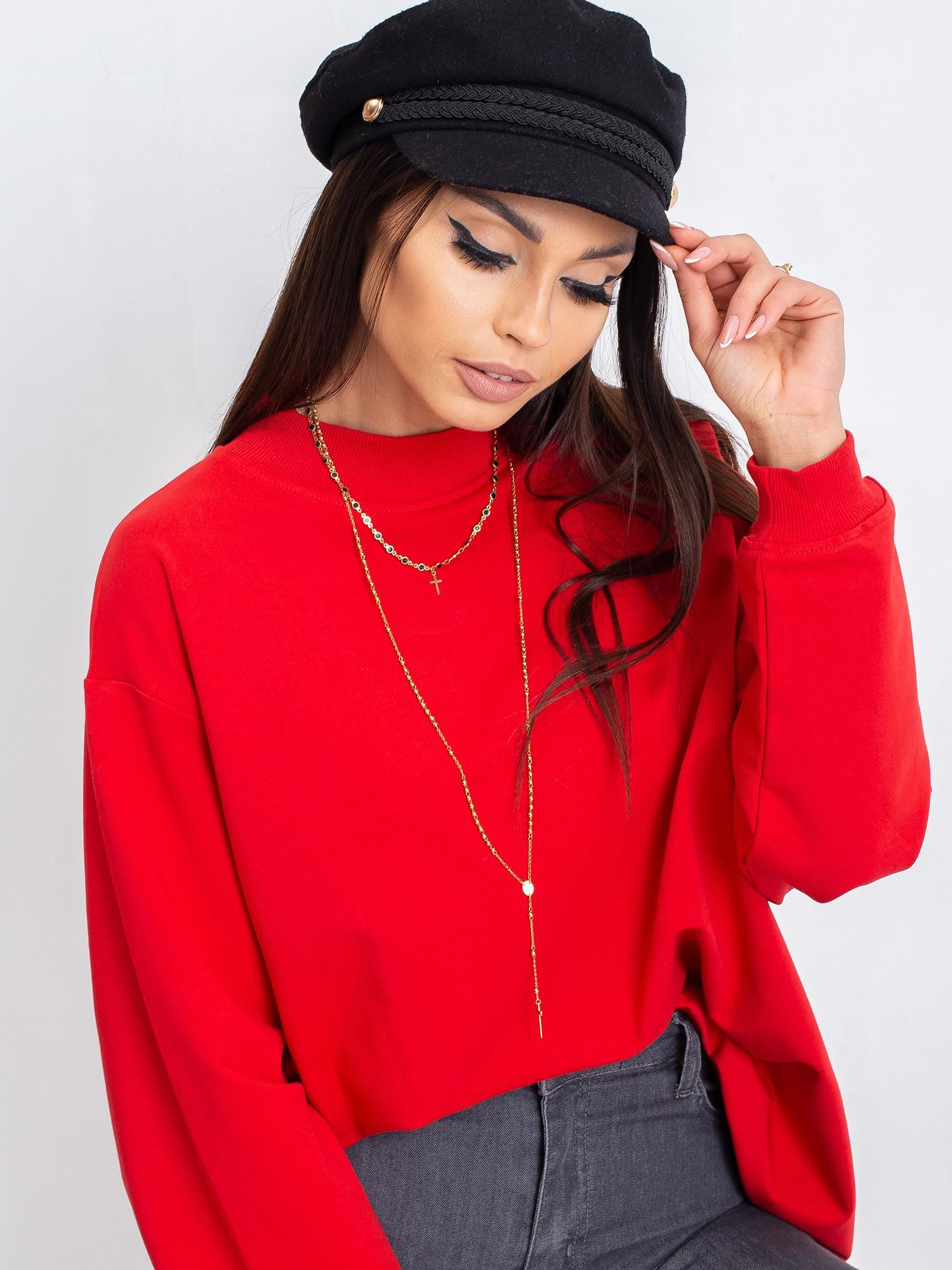 Dámska červená mikina RV-BL-5185.81P-red Veľkosť: S/M