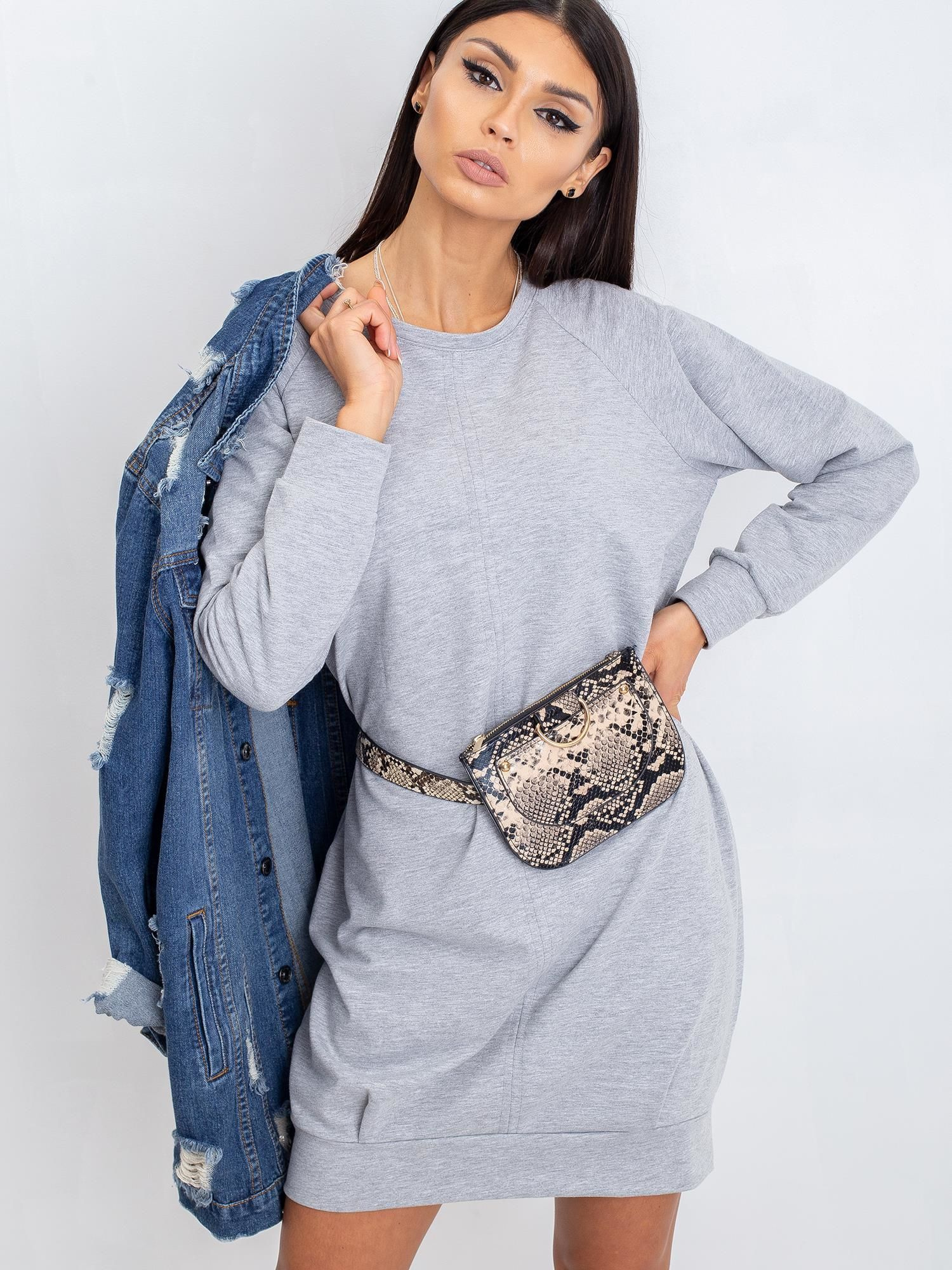 Dámske šedé šaty RV-TU-5184.93P-gray Veľkosť: S/M