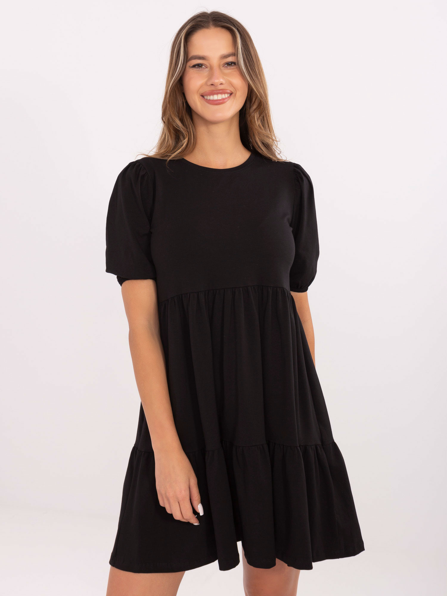 Dámske čierne šaty RV-SK-5587.93-black Veľkosť: L