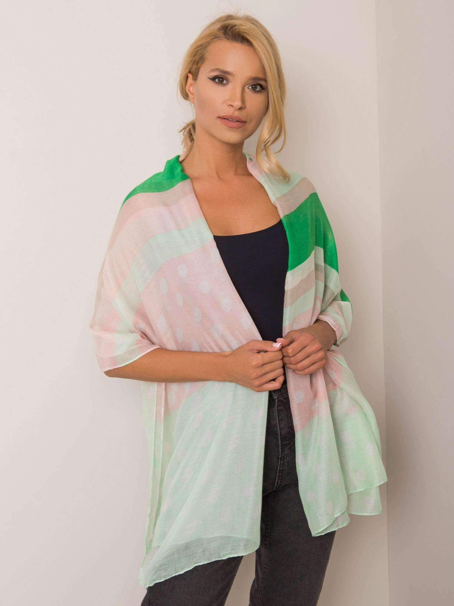 Dámska zeleno-béžová šatka AT-CH-FA11001-green Veľkosť: ONE SIZE