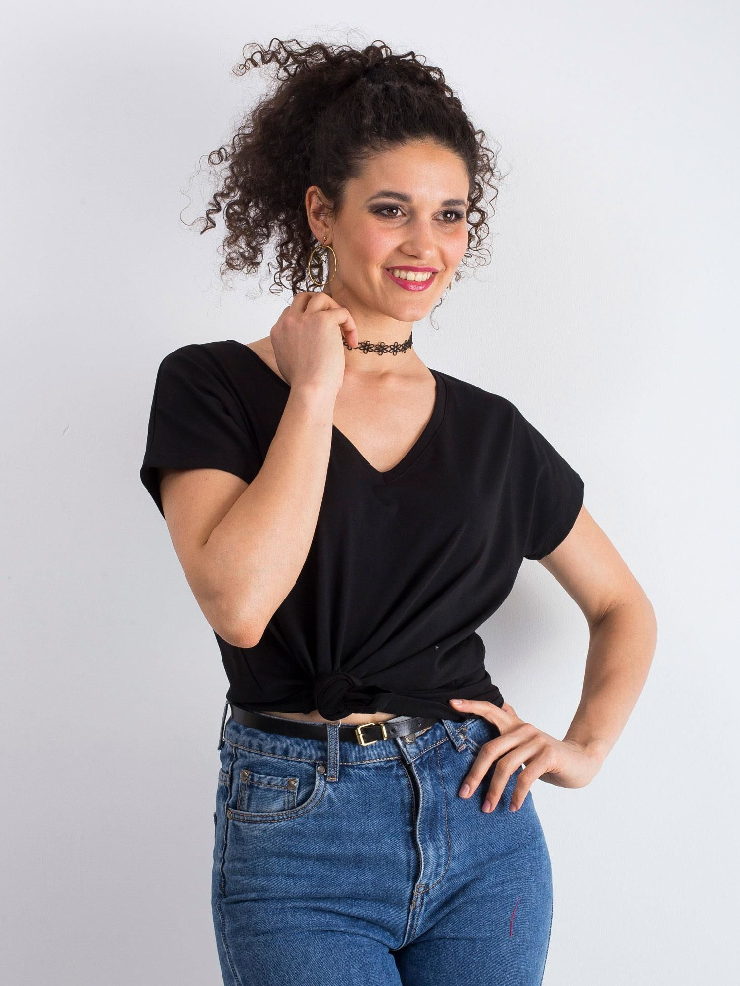 Dámske čierne tričko RV-TS-4832.12P-black Veľkosť: L