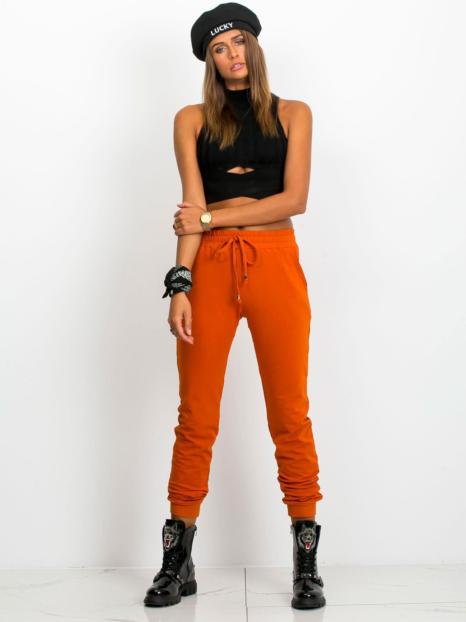 Dámske oranžové tepláky -RV-DR-5040.07X-orange Veľkosť: XS
