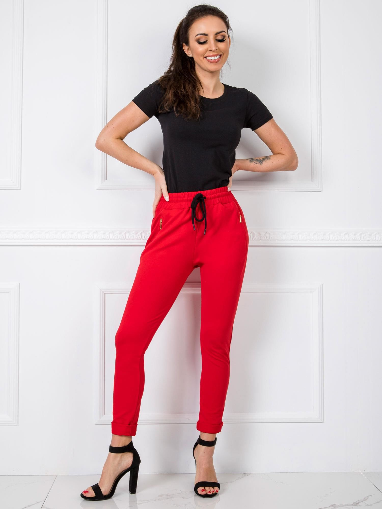 Dámske červené tepláky -RV-DR-5465.09X-red Veľkosť: S