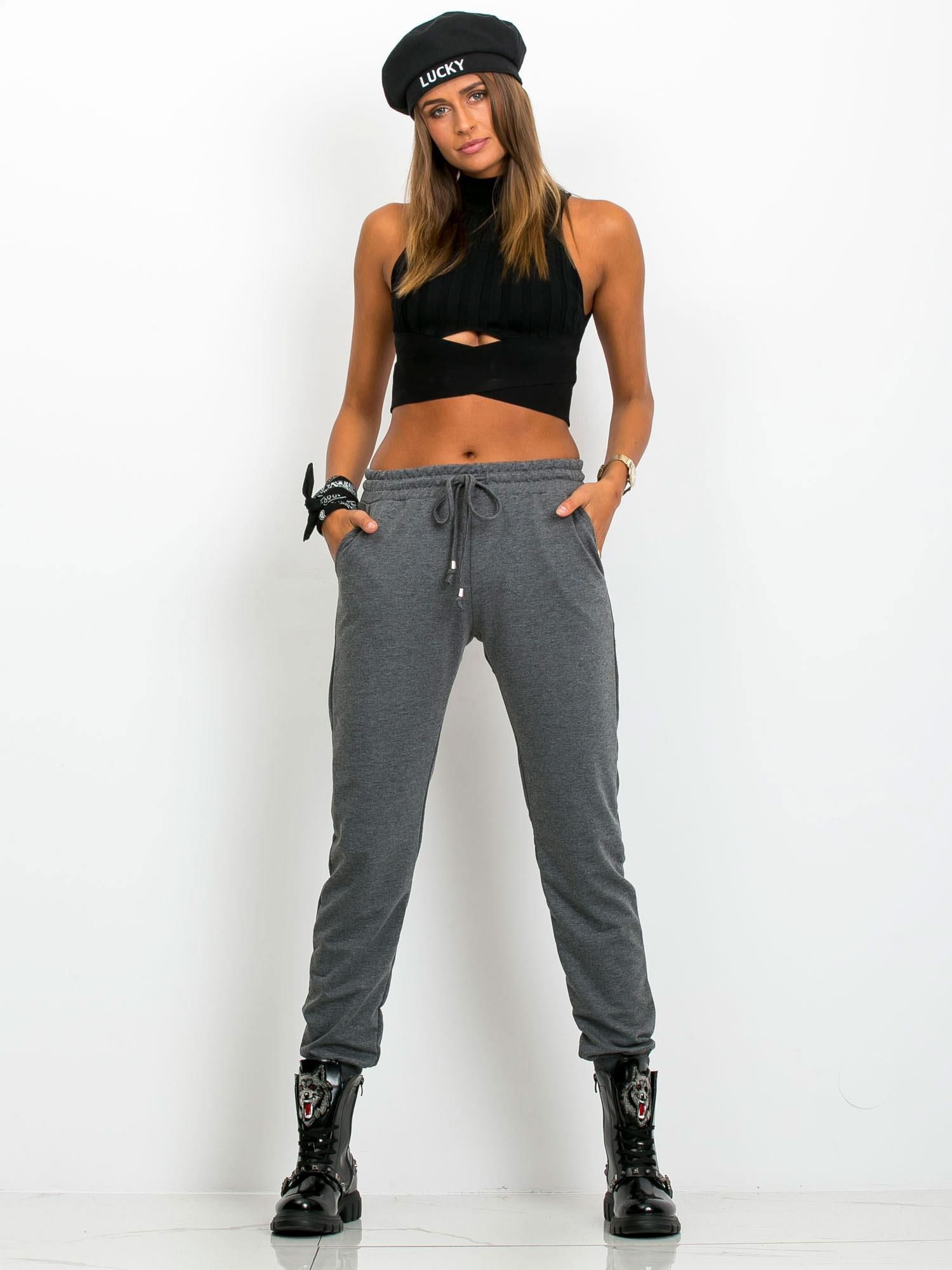 Dámske tmavosivé tepláky -RV-DR-5040.09X-dark gray Veľkosť: XL