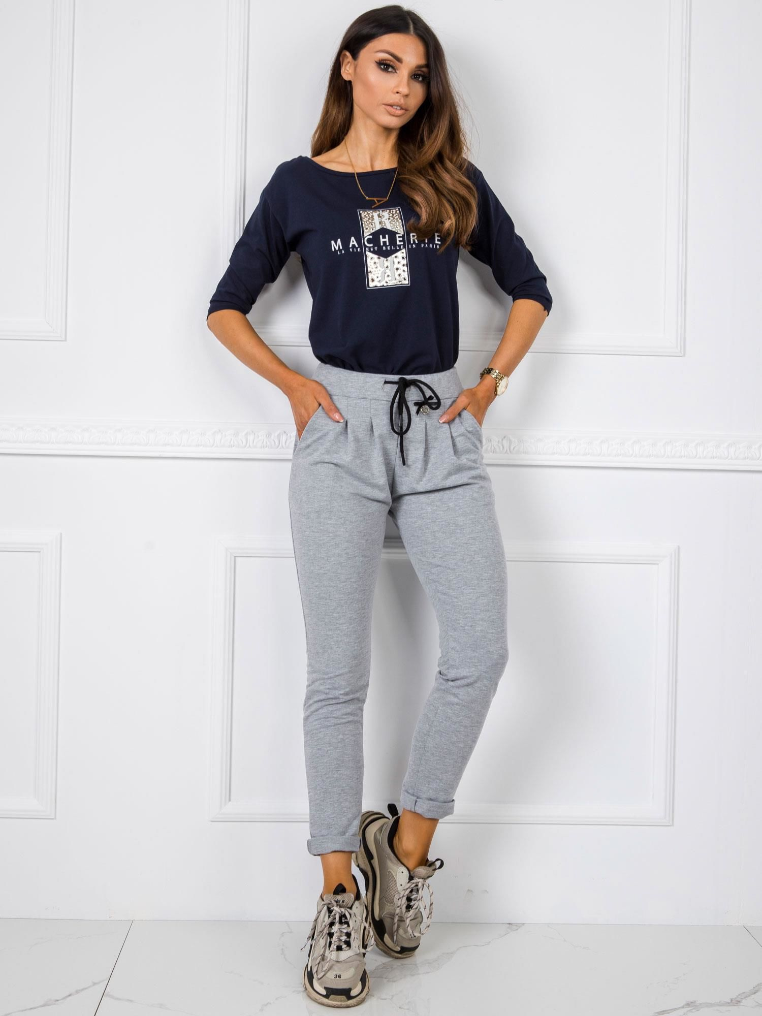 Dámske šedé tepláky -TP-DR-5477.88-gray Veľkosť: S