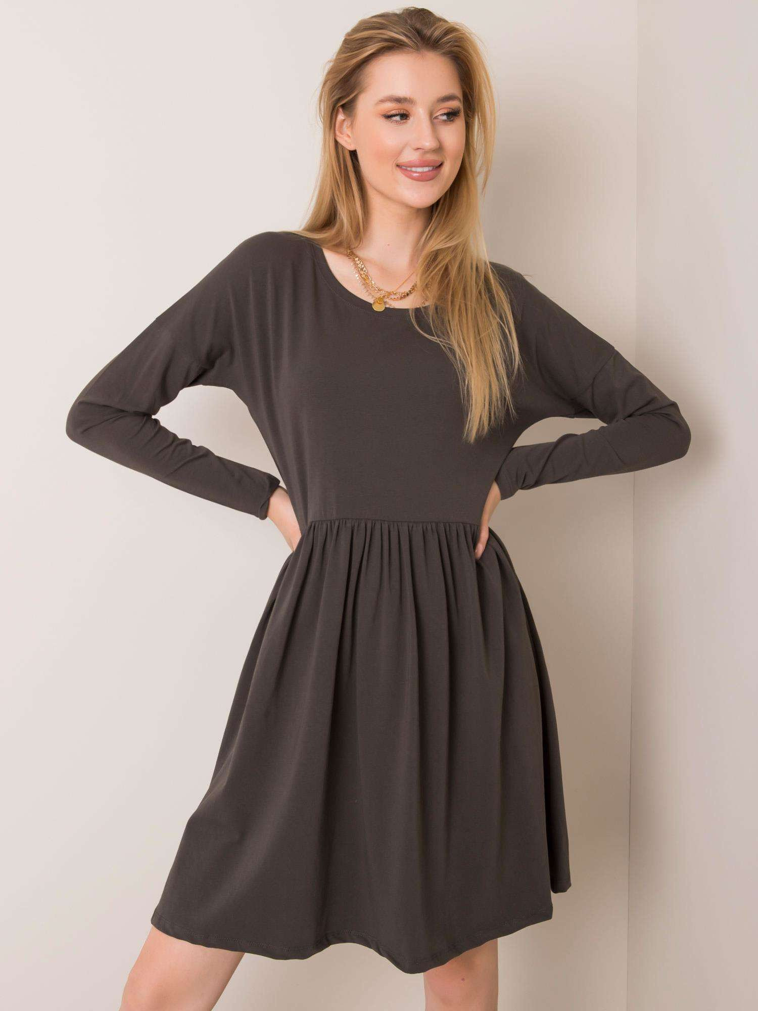 Khaki dámske šaty RV-SK-5889.41P-khaki Veľkosť: M