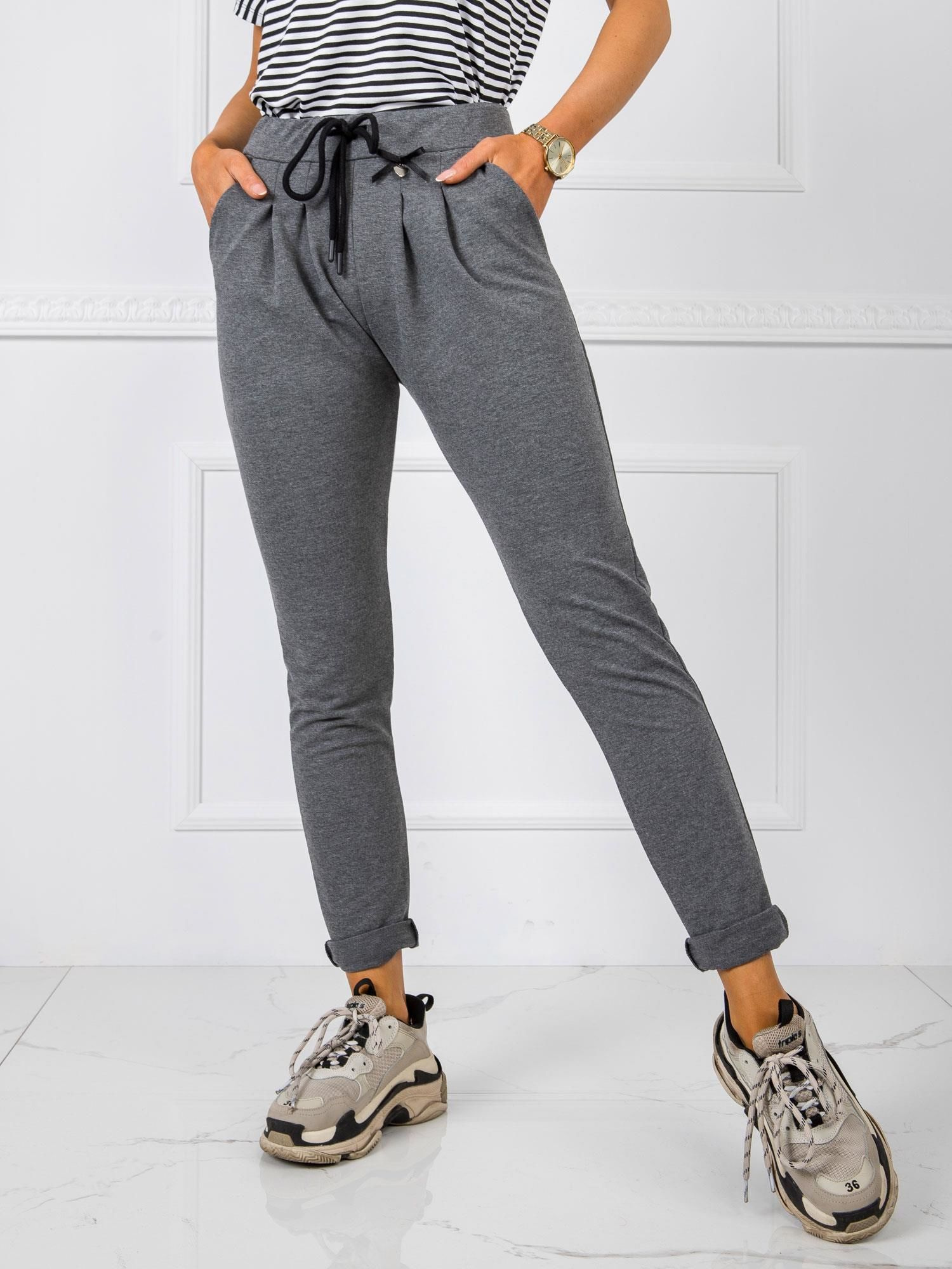Dámske tmavo šedé tepláky -TP-DR-5477.88-dark gray Veľkosť: L